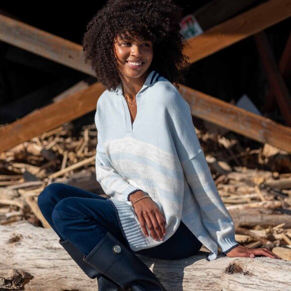 MerSea - Marina Polo Sweater - Sky/Sea Salt/Navy - Picture 6 of 6